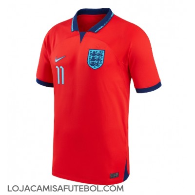Camisa de Futebol Inglaterra Marcus Rashford #11 Equipamento Secundário Mundo 2022 Manga Curta